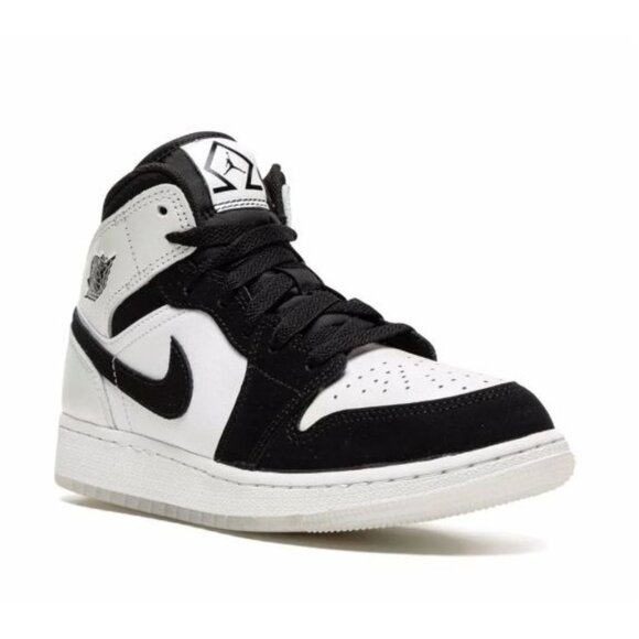 Air Jordan 1 Mid SE Diamond Grade School White/Black Sneakers Kids Size 6Y - Picture 8 of 16